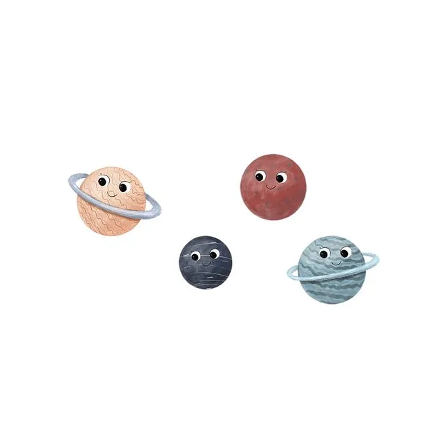 Vier lächelnde Planeten